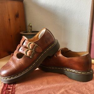 Brown leather Mary Janes
